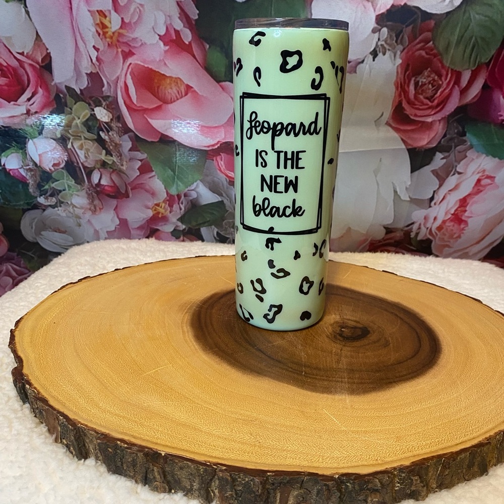 Leopard Print Tumbler - Green and Black